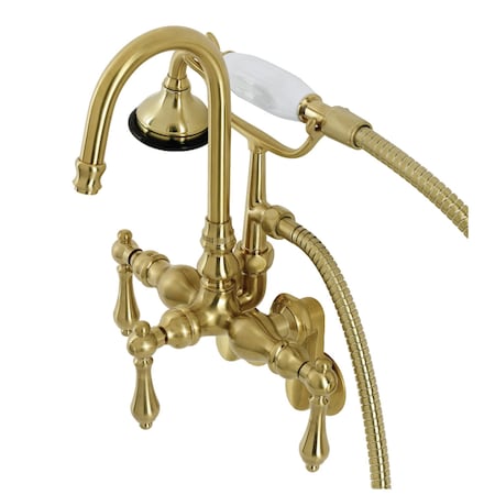 Kingston Brass AE301T7 Wall Mount Clawfoot Tub Faucets, Brushed Brass AE301T7